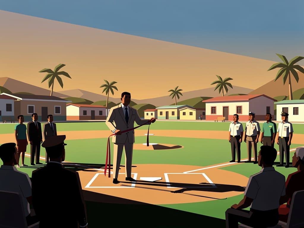Abinader inaugura campo de béisbol Nelson Mateo en Pizarrete, Peravia